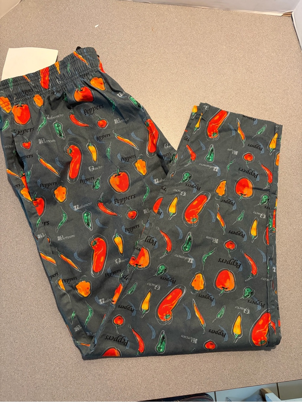 Chef Works Men's  Red & Green Pepper Print baggy kitchen pants Restaurant 3XL